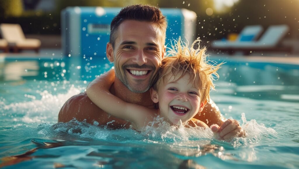 PLAISIR EN FAMILLE DANS UNE PISCINE AU SEL 🌞 – EAU CRISTALLINE & SANTÉ AU RENDEZ-VOUS